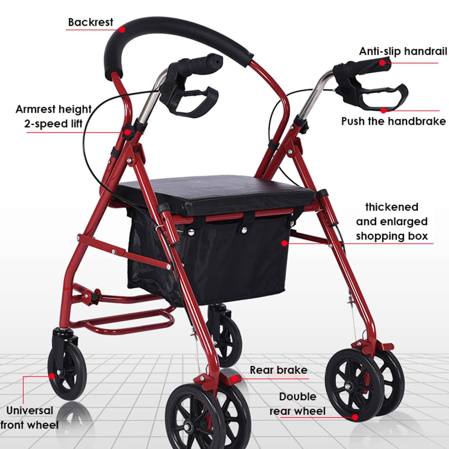 Andafacil® Rollator 2 en 1 Portatil | Andadera y Silla de Traslado
