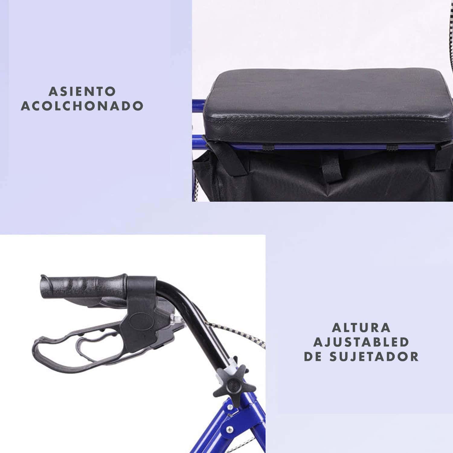 Andadera Andador 4 Ruedas Andafacil® Aluminio Plegable Asiento Bolsa