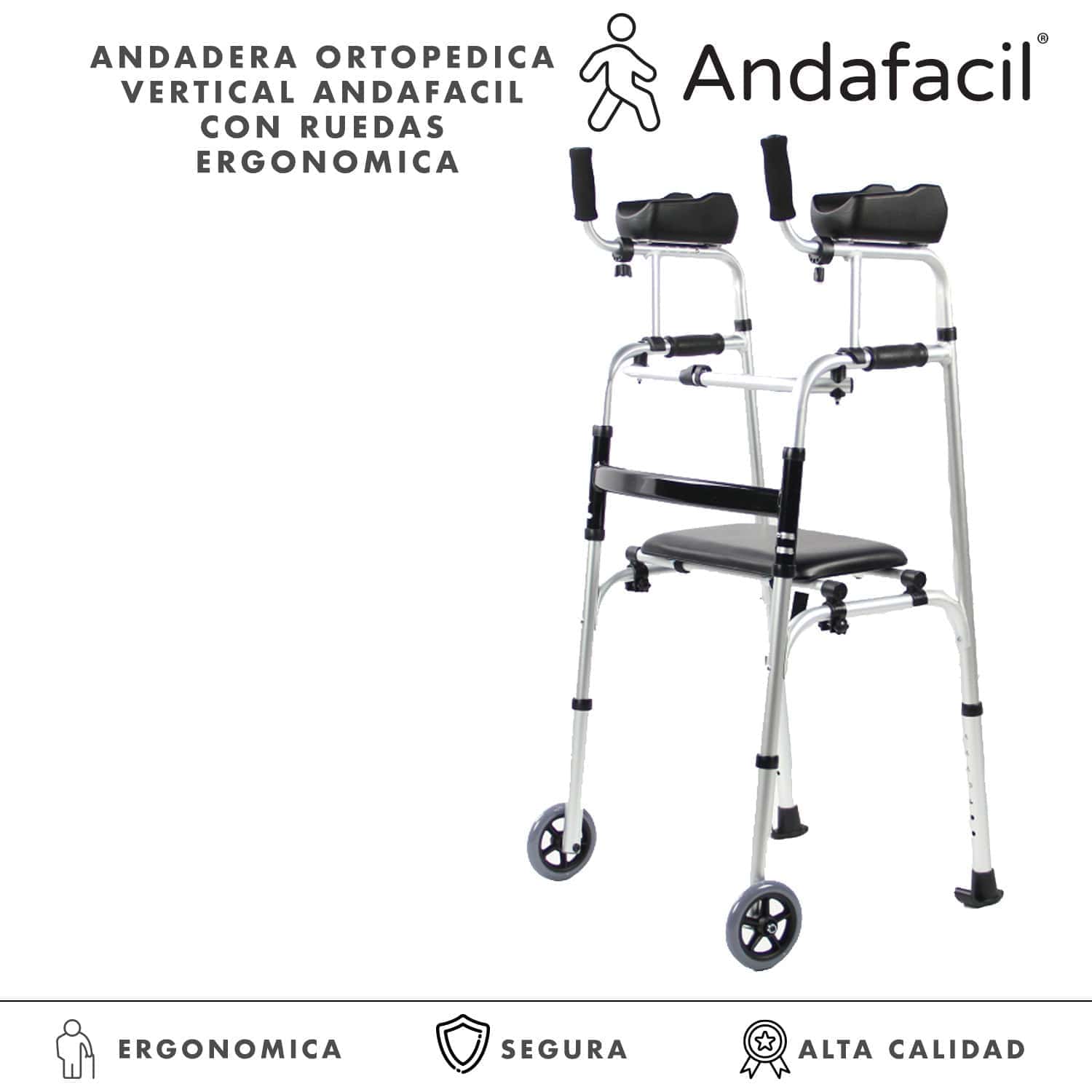 Andadera Ortopedica Vertical Andafacil® con Ruedas Ergonomica